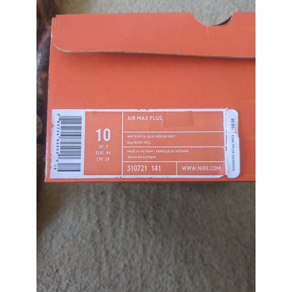 Nike Air Max + White Royal Blue Medium Gray Size 10 Nib Authentication Pending - Picture 13 of 16